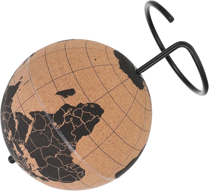 كرة مكتبية فريدة من نوعها: كرة أرضية من الفلين على قاعدة سوداء - هدية صديقة للبيئة - Image 1